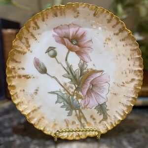Antique CFH GDM Limoges France Cabinet Plate Chinoiserie Floral Gold 1882-1900